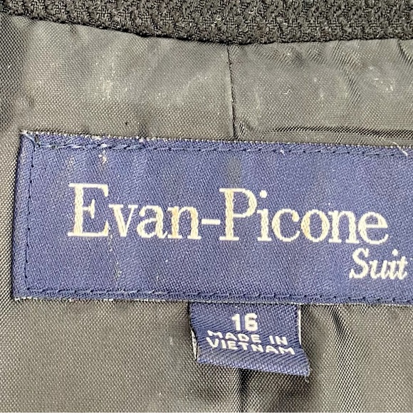 Evan-Picone Blazer Suit Jacket 16 Womens Black Waffle Texture 3 Button Career - Picture 3 of 12